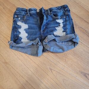 American Eagle Size 6 Hi-Rise Shortie Distressed Denim Women Shorts